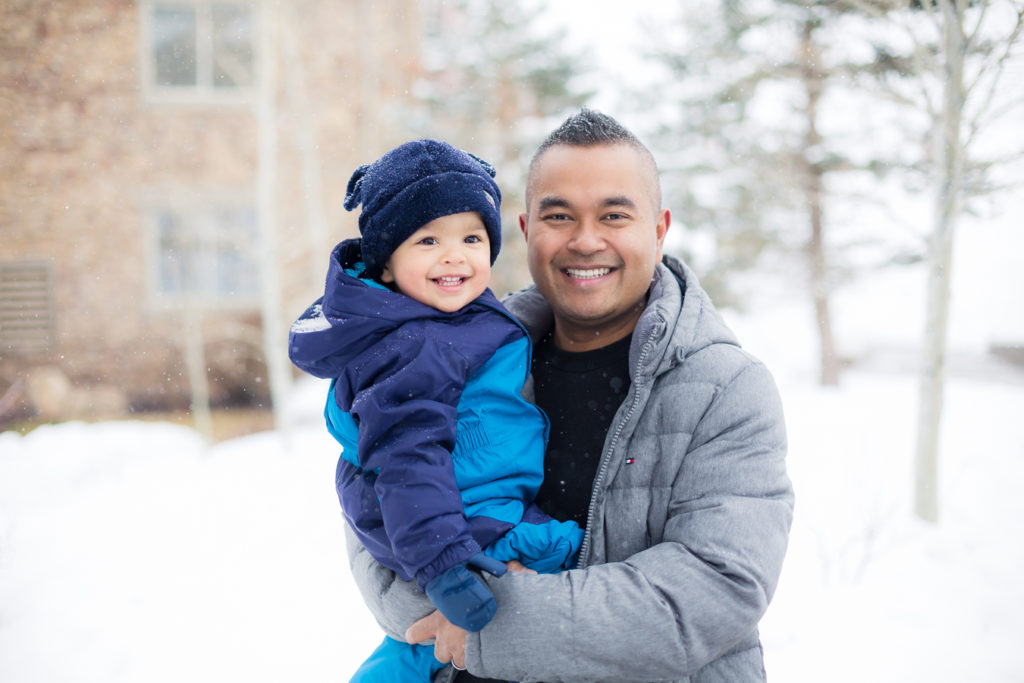 Park City, Utah Ski Family trip with a toddler in the snow at the Sundial Lodge