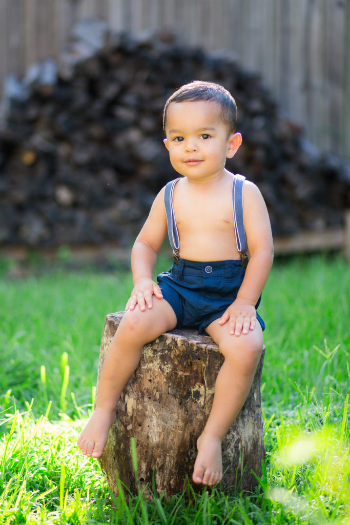 2 year old 2nd Birthday Photo Session - Our Long Life wearing bow tie and suspenders with balloon